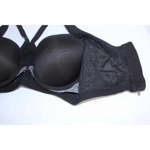 VSX Victoria's Secret Sport Bra 38C Black Heather Zipper Front Padded Underwire - Picture 7 of 13